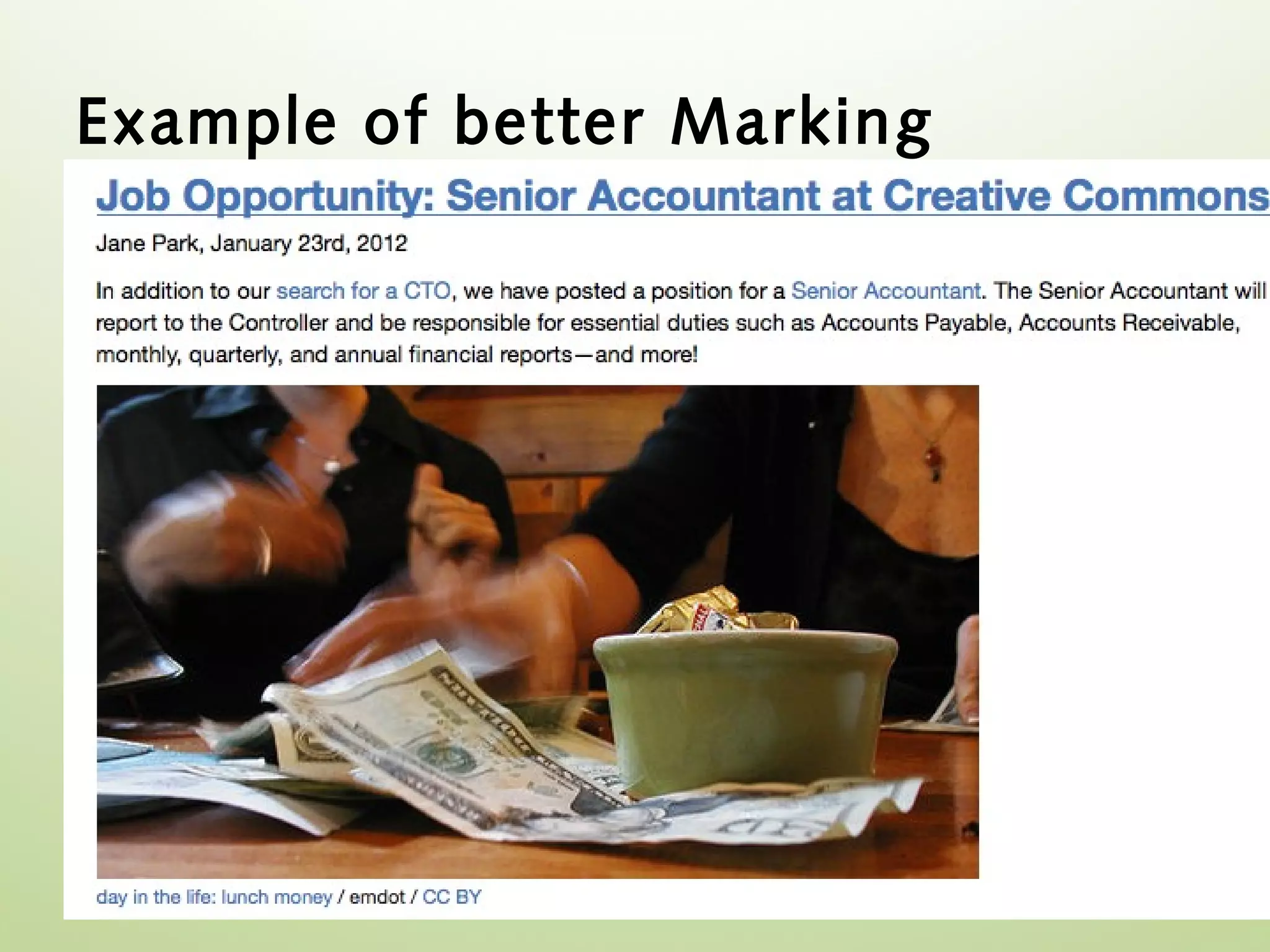 Example of better Marking
 