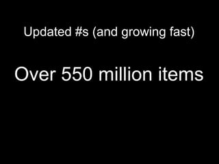 Updated #s (and growing fast)


Over 550 million items
 
