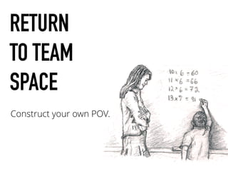 RETURN
TO TEAM
SPACE
Construct your own POV.
 