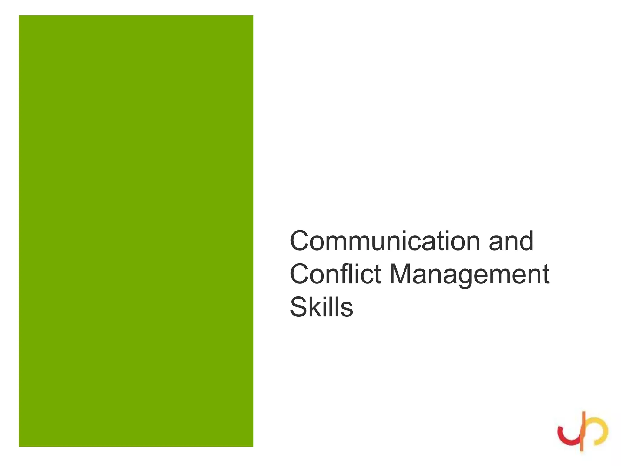 Communication and
Conflict Management
Skills
 