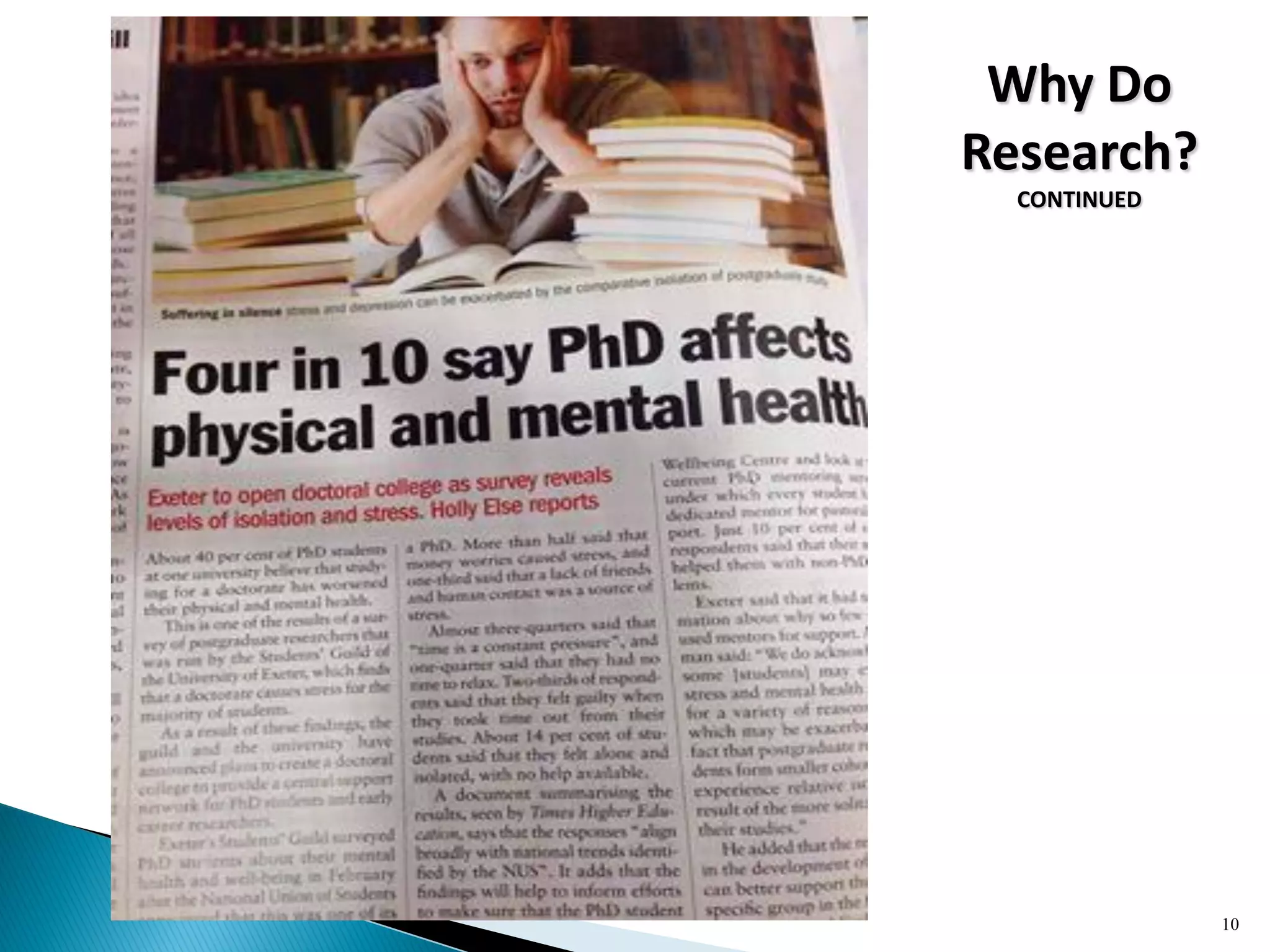 Why Do
Research?
CONTINUED
10
 