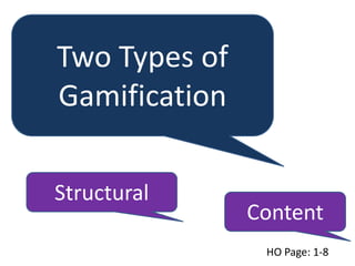 Two Types of
Gamification
Structural
Content
HO Page: 1-8
 
