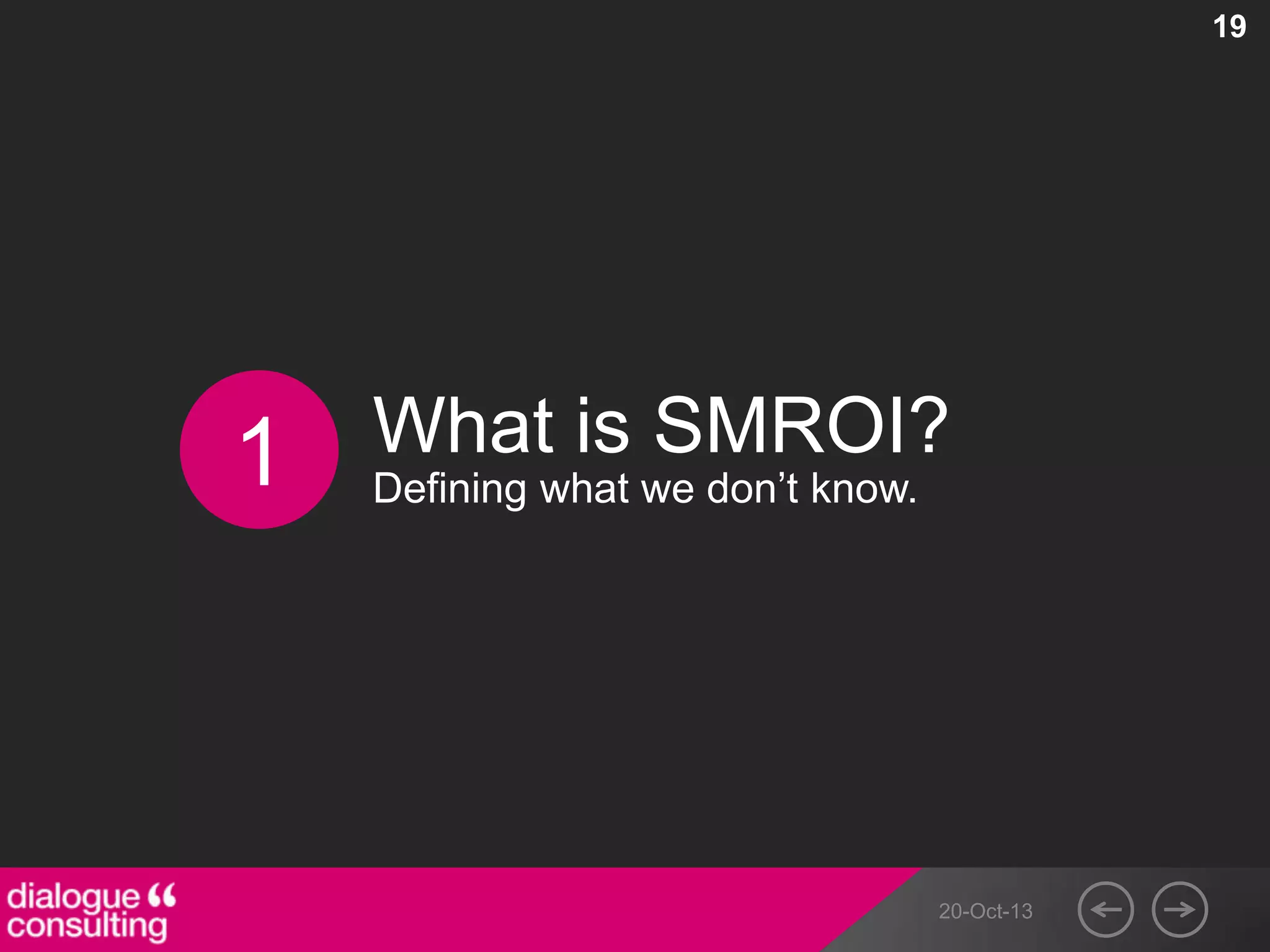 19

1

What is SMROI?
Defining what we don‟t know.

20-Oct-13

 