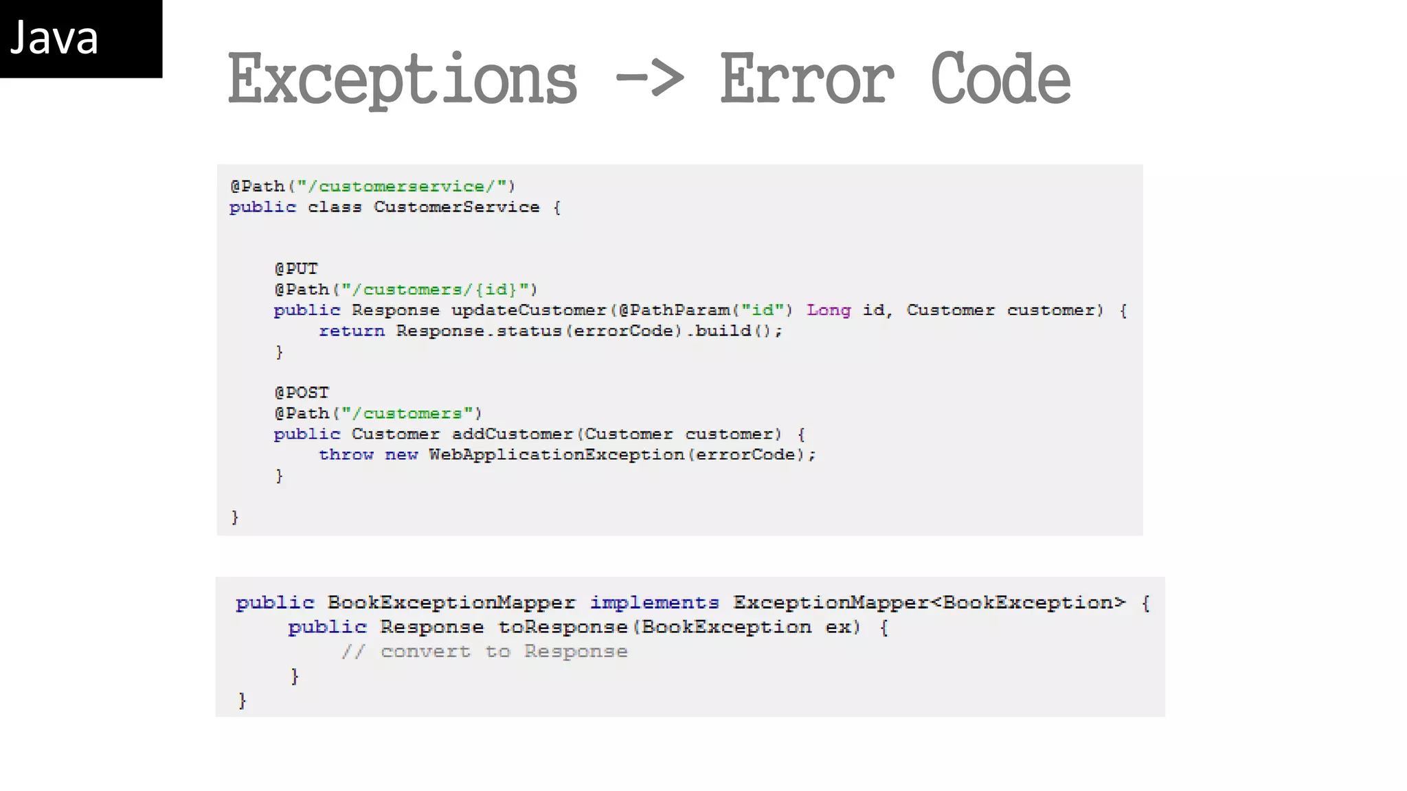 Exceptions -> Error Code Java 