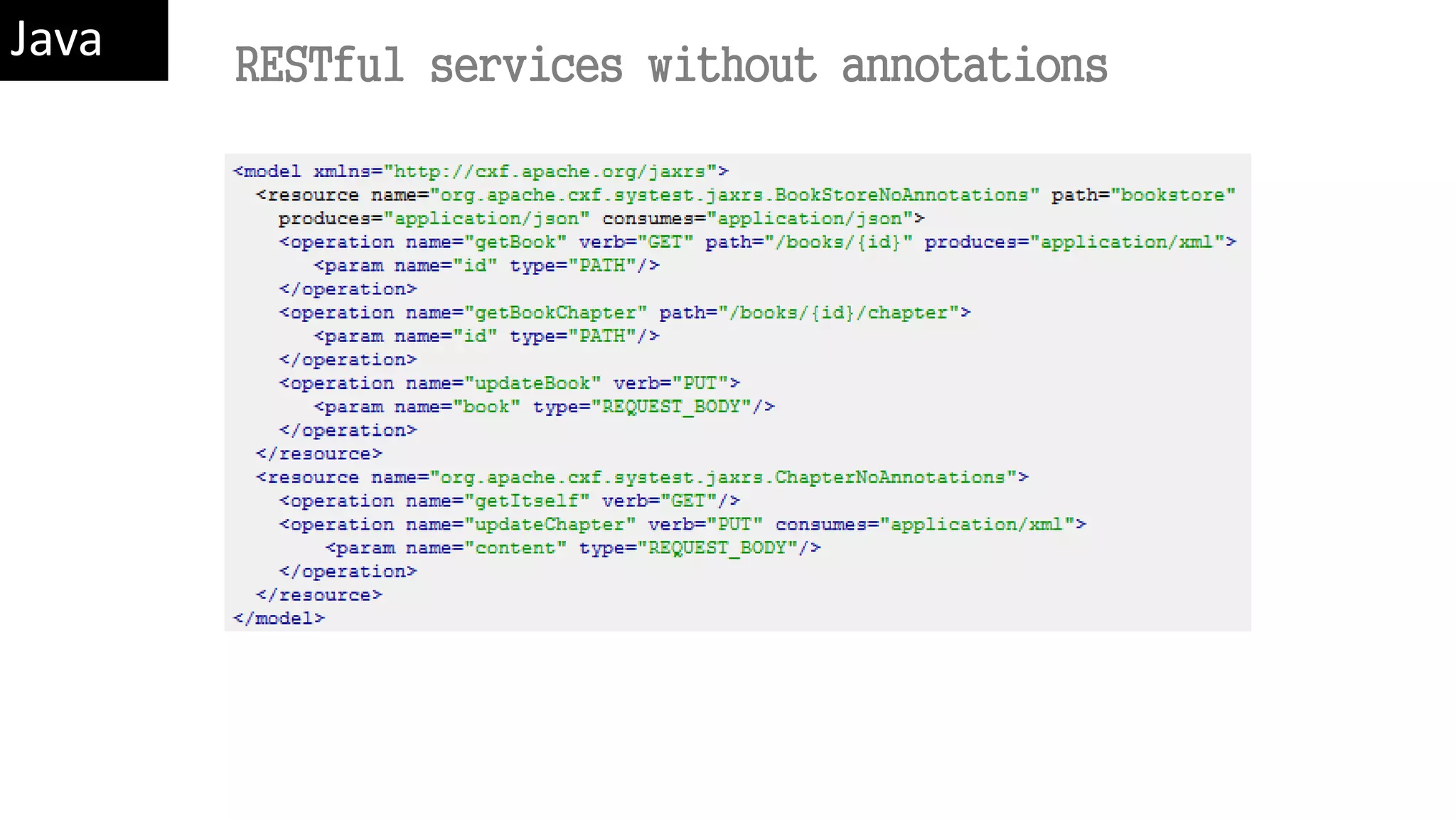 RESTful services without annotations Java 