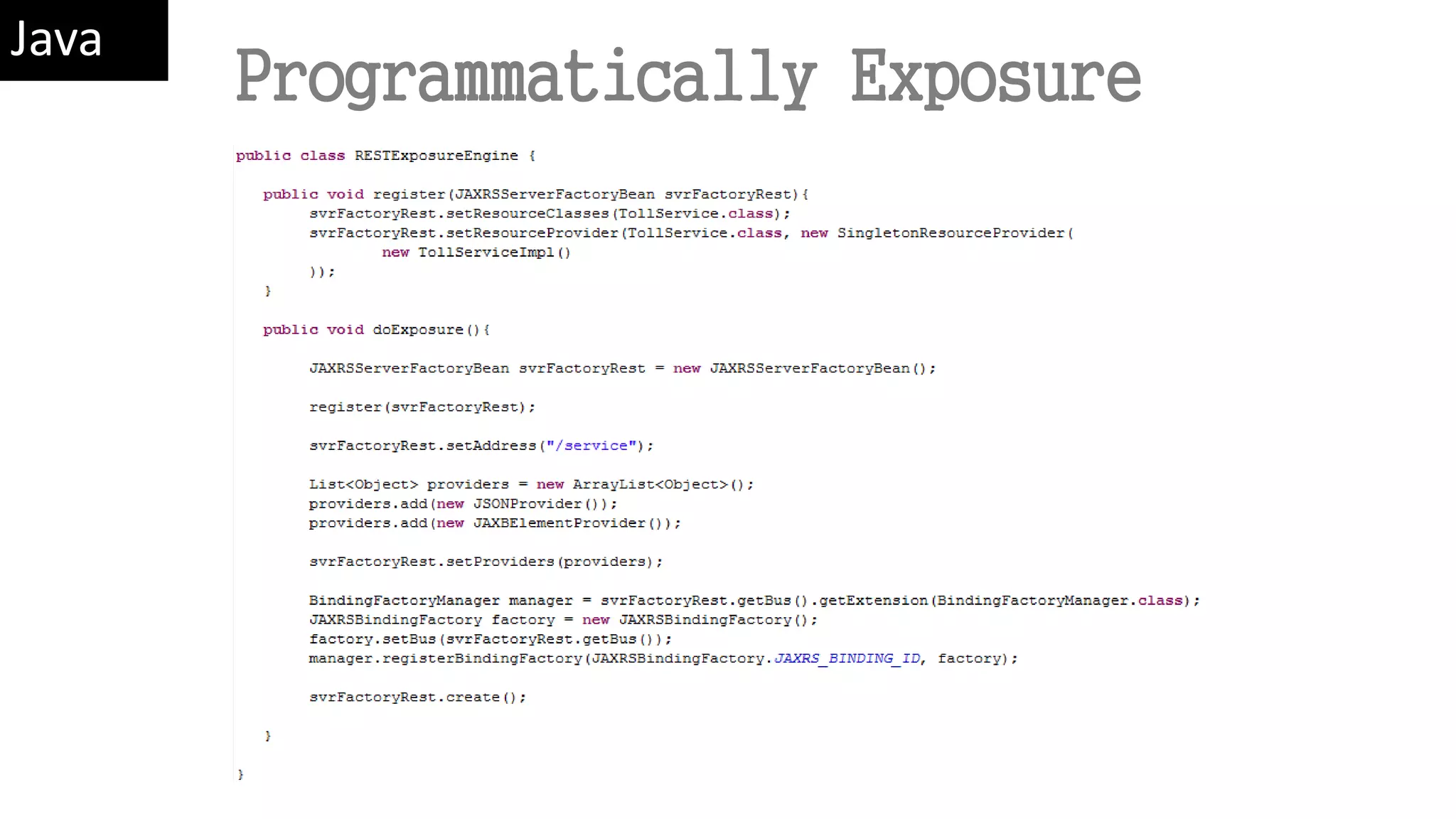 Programmatically Exposure Java 