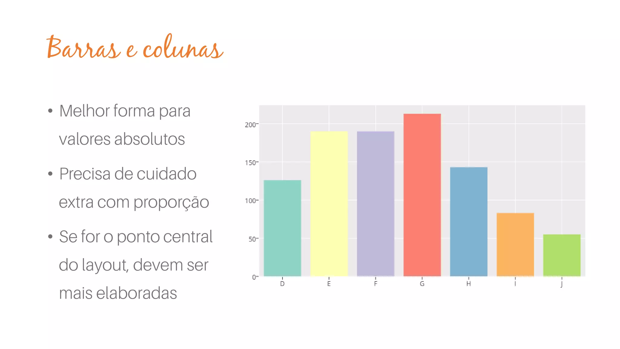 Barras e colunas
•
•
•
