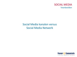 SOCIAL MEDIA Voorbeelden Social Media kanalen versus Social Media Netwerk 