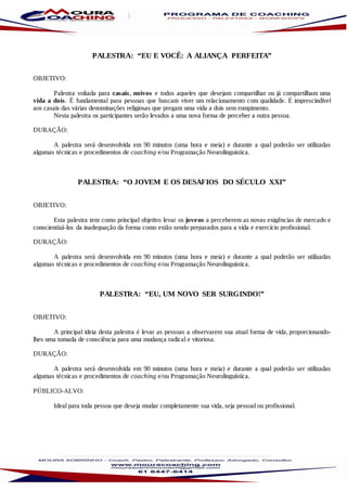 Workshops, palestras, processos