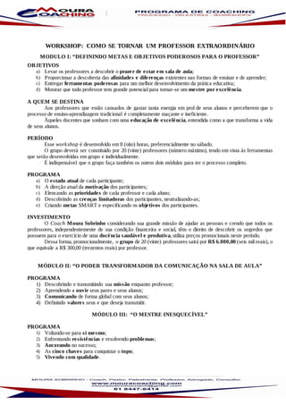 Workshops, palestras, processos