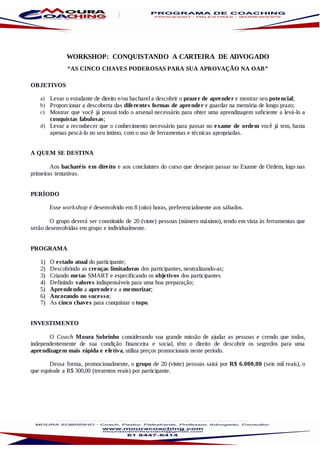 Workshops, palestras, processos