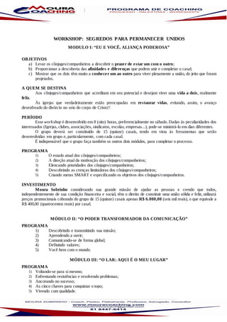 Workshops, palestras, processos