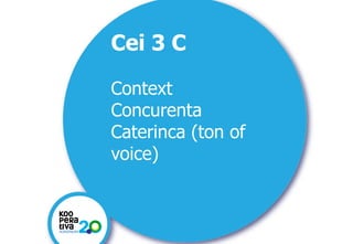 KONSTRUIM
KONSTRUIM
Cei 3 C
Context
Concurenta
Caterinca (ton of
voice)
 