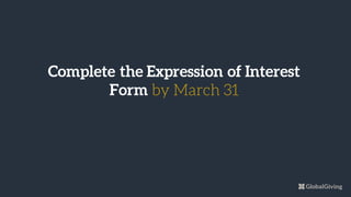 Complete the Expression of Interest
Form by March 31
 