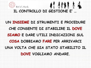 IL CONTROLLO DI GESTIONE E’ …   