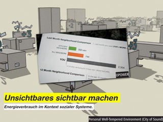 OPOWER




Unsichtbares sichtbar machen
Energieverbrauch im Kontext sozialer Systeme.


                                          Personal Well-Tempered Environment (City of Sound)
 