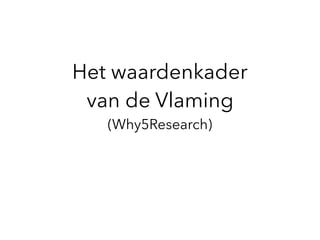 Het waardenkader
van de Vlaming
(Why5Research)
 