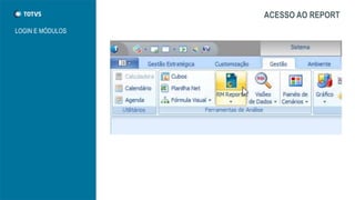ACESSO AO REPORT
LOGIN E MÓDULOS
 