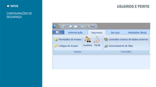USUÁRIOS E PERFIS
CONFIGURAÇÕES DE
SEGURANÇA
 