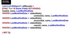 Visualforce Controllers
Apex for constructing dynamic pages
 