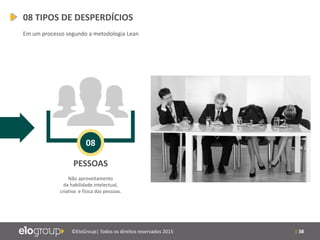 | 38©EloGroup| Todos os direitos reservados 2015
PESSOAS
Não aproveitamento
da habilidade intelectual,
criativa e física das pessoas.
08
08 TIPOS DE DESPERDÍCIOS
Em um processo segundo a metodologia Lean
 
