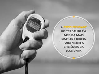 A PRODUTIVIDADE
DO TRABALHO É A
MEDIDA MAIS
SIMPLES E DIRETA
PARA MEDIR A
EFICIÊNCIA DA
ECONOMIA
 