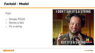 Factoid - Model
Fact
▪ Simple POJO
▪ Stores a fact
▪ It’s a string
 