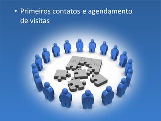 • Primeiros contatos e agendamento
de visitas
 