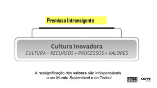 A ressignificação dos valores são indispensáveis
a um Mundo Sustentável e de Todos!
Premissa Intransigente
 