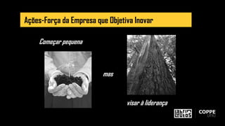 Começar pequena
mas
visar à liderança
Ações-Força da Empresa que Objetiva Inovar
 