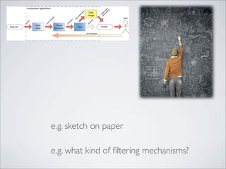 e.g. sketch on paper

e.g. what kind of ﬁltering mechanisms?
 