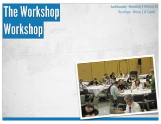 Brad Nunnally - @bnunnally
Russ Unger - @russu
| Perﬁcient XD
| GE Capital
The Workshop
Workshop
 