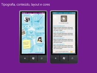 Tipografia, conteúdo, layout e cores
 