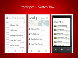 Protótipos – SketchFlow
 