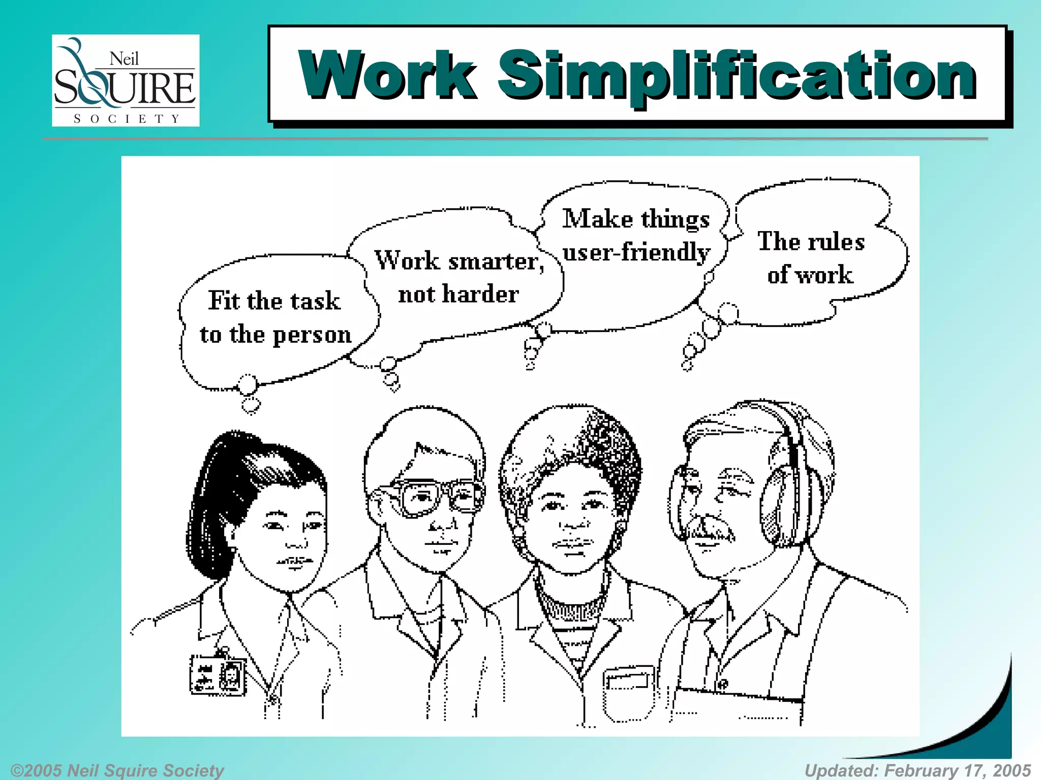 ©2005 Neil Squire Society Updated: February 17, 2005
Work SimplificationWork SimplificationWork SimplificationWork Simplification
 