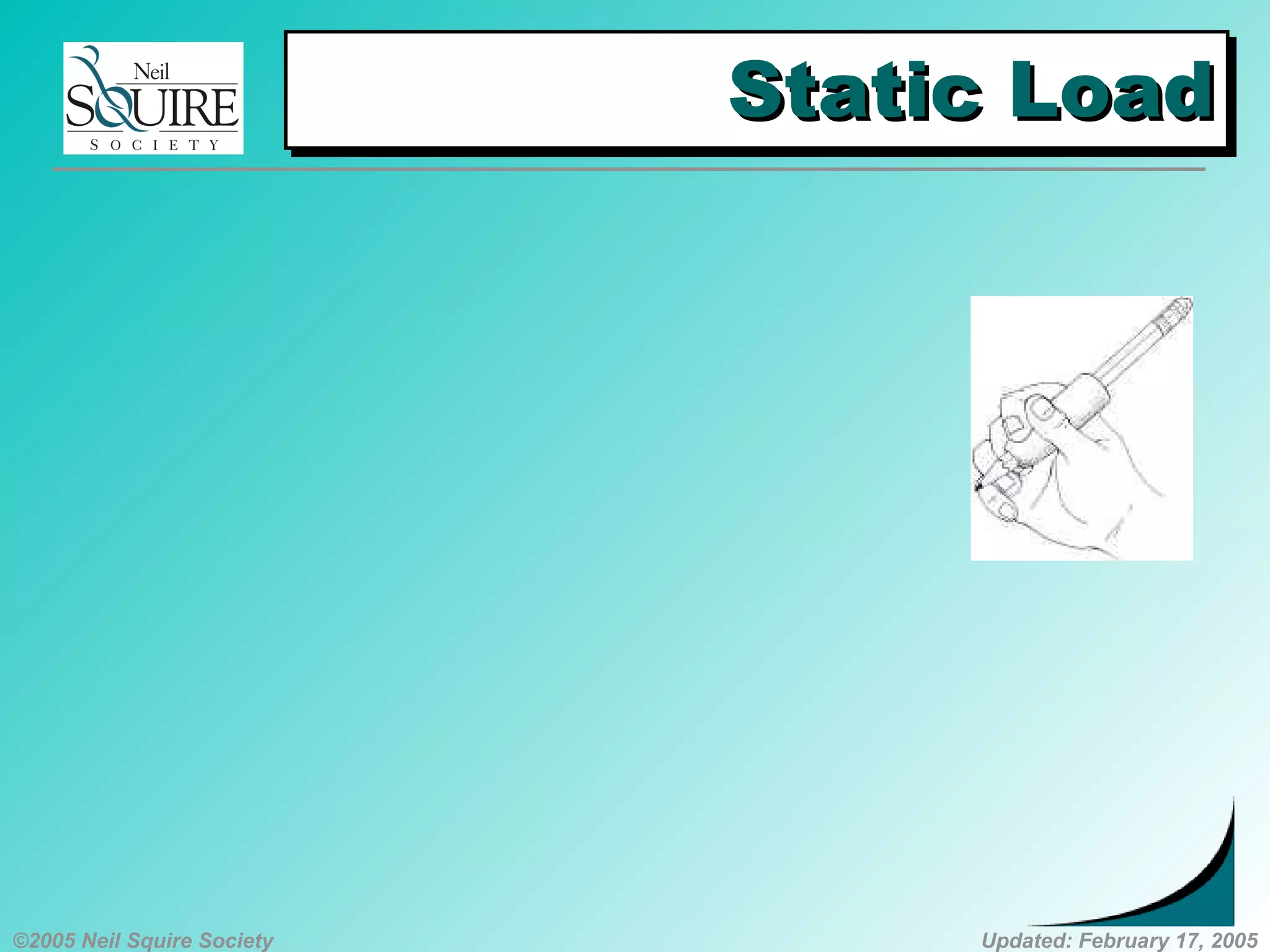 ©2005 Neil Squire Society Updated: February 17, 2005
Static LoadStatic LoadStatic LoadStatic Load
 