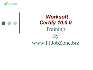 Certify 10.0.0
Training
By
www.ITJobZone.biz
Worksoft
 