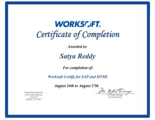 Worksoft training Certificate _Worksoft Certify for SAP & HTML