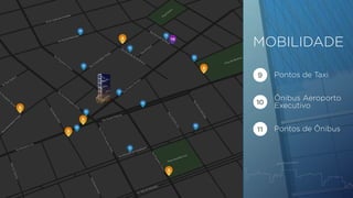 MOBILIDADE 
9 Pontos de Taxi 
Ônibus Aeroporto 
10 Executivo 
11 Pontos de Ônibus 
 