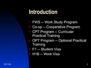 Work Study Program | PPT