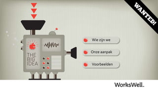 Wie zijn we
Onze aanpak
Voorbeelden
 