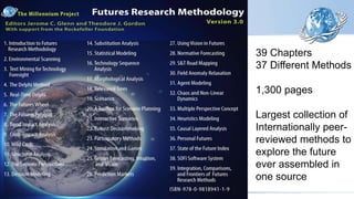 39 Chapters
37 Different Methods
1,300 pages
Largest collection of
Internationally peer-
reviewed methods to
explore the future
ever assembled in
one source
 