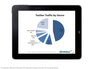 News Traffic LandscapeYahoo ranks as the top global news site. Google News is the second largest online news property in the world in terms of traffic. Yahoo NewsGoogle NewsNew York TimesCNNChina’s QQ.comBBCMSNCreated by: Michael Pranikoff, PR Newswire Global Director of Emerging Media