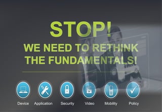 Device                          Application   Security   Video   Mobility   Policy
© 2011 Cisco and/or its affiliates. All rights reserved.                                                   Cisco Confidential   4
 