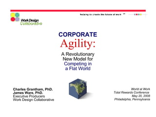 Charles Grantham, PhD. James Ware, PhD. Executive Producers Work Design Collaborative World at Work Total Rewards Conference  May 20, 2008 Philadelphia, Pennsylvania A Revolutionary New Model for Competing in a Flat World CORPORATE Agility: 