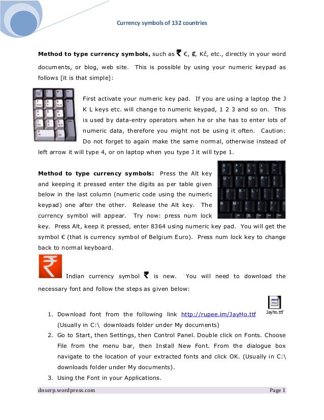 world currency symbols type directly from keyboard curency symbols