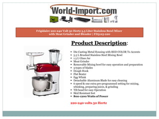 Kitchen Aid 220-240 Volt 50 Hz 7 Speed Hand Mixer - World Import