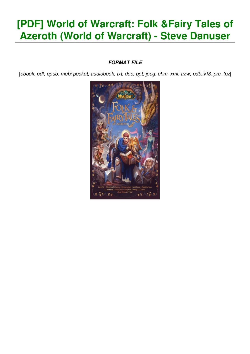 [PDF] World of Warcraft Folk & Fairy Tales of Azeroth (World of