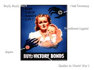 Nazi Germany Japan Emotional Appeal Similar to World War I Buy$, Buy$, Buy$ 