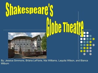 Shakespeare's  Globe Theatre By; Jessica Simmons, Briana LeFlorie, Nia Williams, Laquita Wilson, and Bianca Milburn 